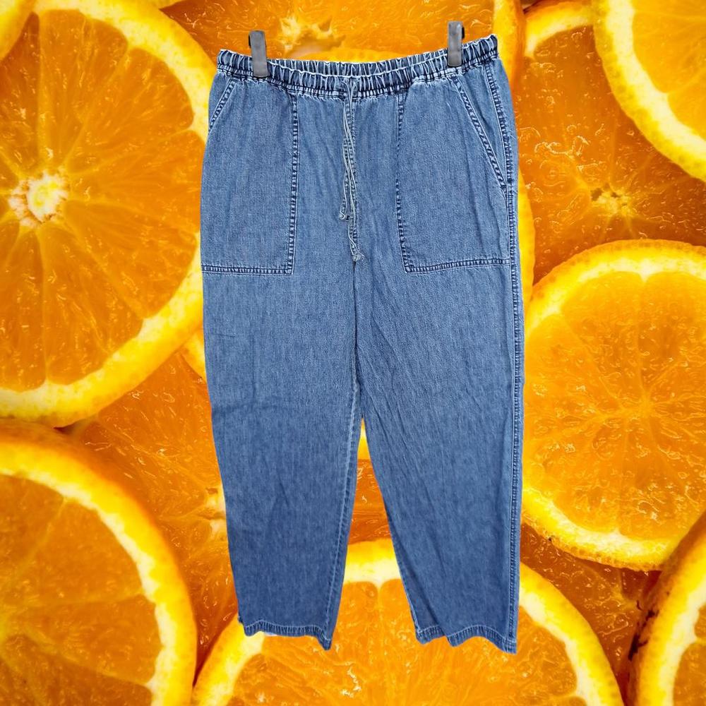 Lauren Jeans Denim Draw String Elastic Waist Jeans‎ Size Large